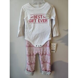 Harry & Violet "Best Gift Ever" Reversible Holiday Baby Outfit 2pc Set Size 6–9M